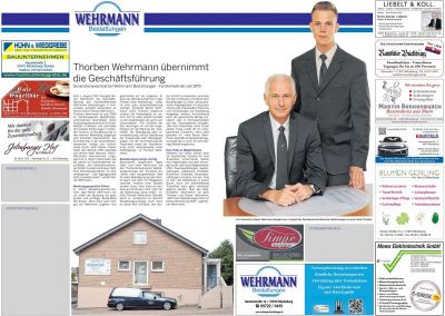 Firmenübergabe 2017  R. Wehrmann übergibt an T. Wehrmann